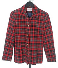 PENDLETON WOMEN'S BLAZER - RED TARTAN PLAID - GOLD CREST BUTTONS - MADE IN USA -