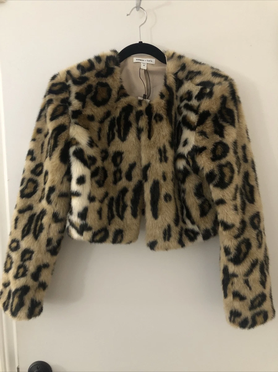 express faux fur leopard print coat Medium eBay