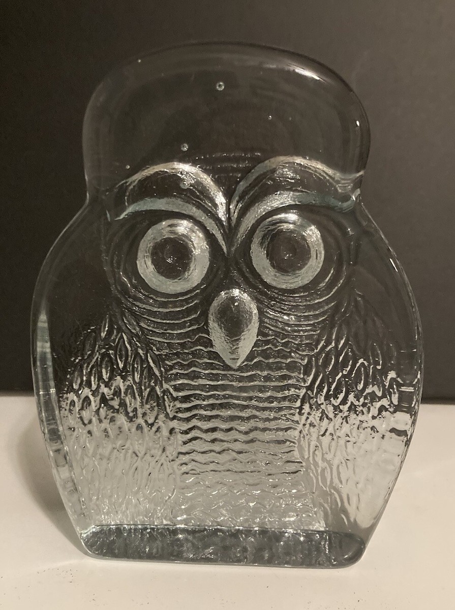 Blenko Glass Owl Bookend 梟 ガラス ブックエンド Blenko Glass Owl Book Ends — Kubisak Modern Design