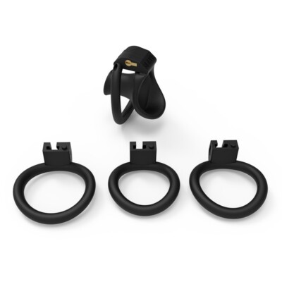 Resin Male Chastity Device Inverted Cage Black White Men Lock Belt 4 Rings
