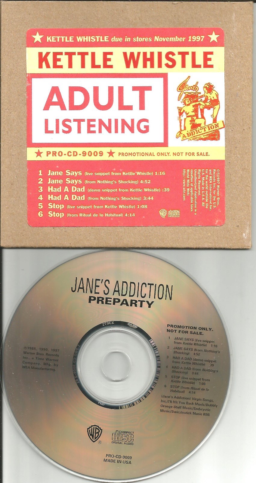 Perry Farrell JANE'S ADDICTION Preparty SAMPLER w/ DEMO Snippet ADVNCE PROMO CD