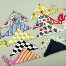 Crochet Bandana Headbands, Hippie Triangle Hairbands Boho Head Scarf Hair Scarf