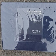 Hudson Park Collection Twin Fitted Sheet 500TC 100 Pima Cotton Gray Wrinkle
