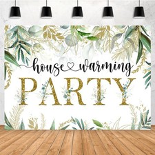 7x5ft House Warming Party Backdrop Spring Gold Green Leaves Photography Backg...