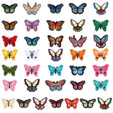 37 Pcs Butterfly Patch Iron on, Colorful Butterfly Applique Patches Embroider...