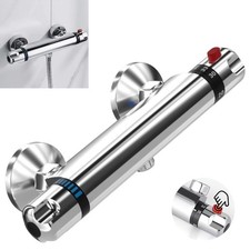 Wall Mounted Thermostatic Bar Mixer Shower Valve Tap Chrome Constant Temp 38°C