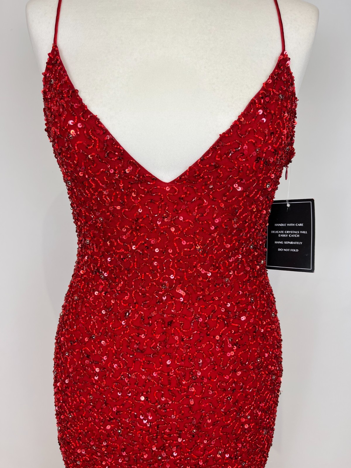 Retrofete Billie Sequin Dress - Red SMALL | Sparkling Occasion Wear image 10