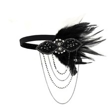 Flapper Headband Feather Roaring 20s Great Gatsby Headpiece for Women Art Dec...