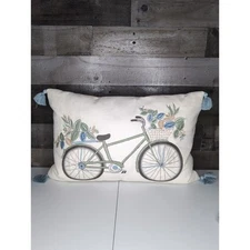 A Pair Of Eastern Accents Printed Floral Throw Pillows With Tri-Color Piping.