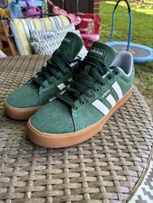 Hombre Adidas Daily 3.0 Zapatillas Verde Lona Con Clásica Goma Suela