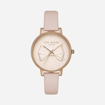 Ted Baker Ladies Watch Pink Leather Strap Bow Dial Fashion Gift *NEW* RRP £135