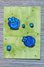 ACEO original, blueberries, berry, 2.5 x 3.5 miniature, WabiSabiStudios, OOAK