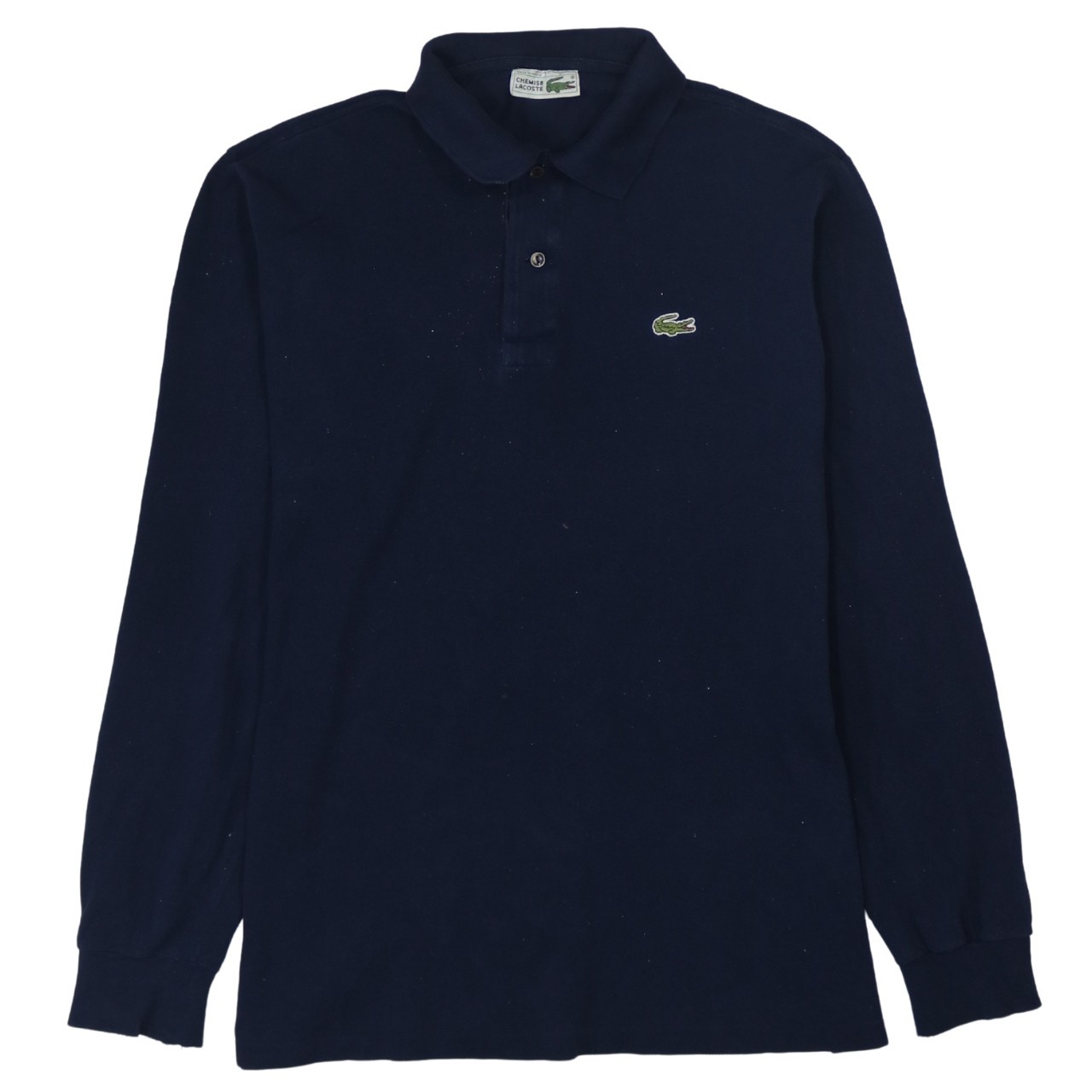 Lacoste Mens Long Sleeve Polo Shirt Navy Blue Cotton Knit Embroidered Logo S