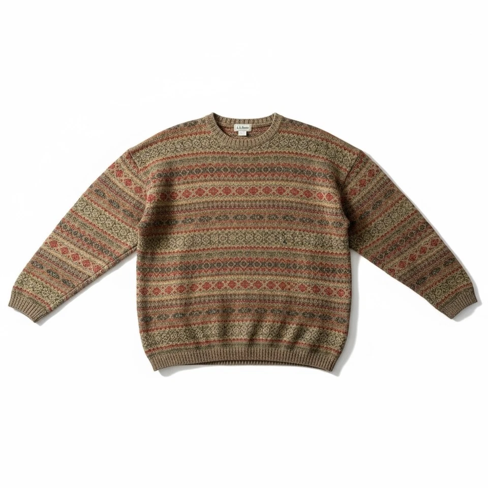 Vtg L.L. Bean Pure New Wool Fair Isle Sweater Made in Scotland Men’s Size XL - Image 3 of 4