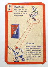 1934 Quaker Oats Ask Me Baseball Trivia Card #P4 Dizzy Dean