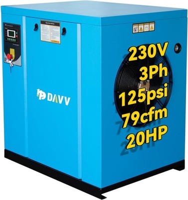 HPDAVV 3Ph 20HP 230V Variable Speed Energy Efficient Screw Air Compressor 71cfm
