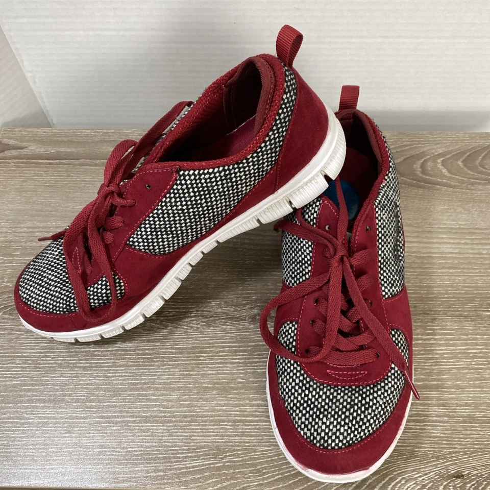 Tênis de caminhada/corrida Cheeks Fit Body Tony Little feminino 7,5 W preto/vermelho 2 tons - Imagem 2 de 4