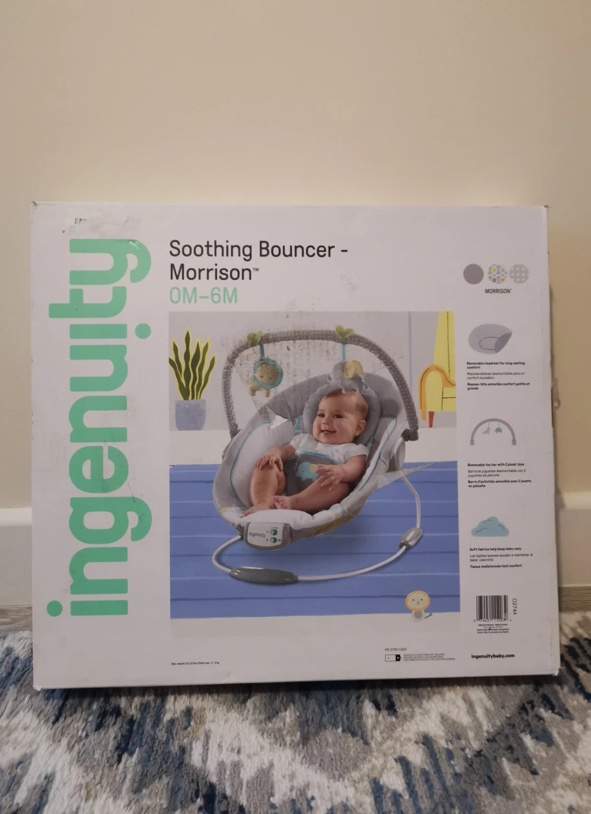 Ingenuity Morrison Baby Soothing Bouncer, Grey 0-6 Months
Opens in a new window or tab