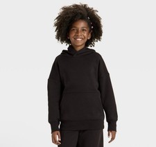 Girls Small 4/5 - Black Fleece Hoodie - Rib Trimmed - Kangaroo Pocket- Art Class