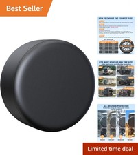 Luxury Black Pvc Leather Spare Tire Cover 27-28 Inches - Uv Protection Included