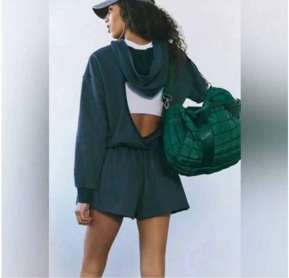 Free People | FP Movement Such A Flirt Mameluco Con Capucha Azul Marino Mediano Nuevo Sin Etiquetas Foto 2 de 4