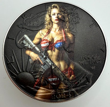 Sexy Mujer Patriótica - Águila de Plata Americana 1oz .999 Moneda de Dólar de Plata