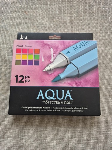 Spectrum Noir AQUA - Artist WATERCOLOUR MARKER 12 PEN SETS - Foral, New Free P&P - Picture 1 of 2