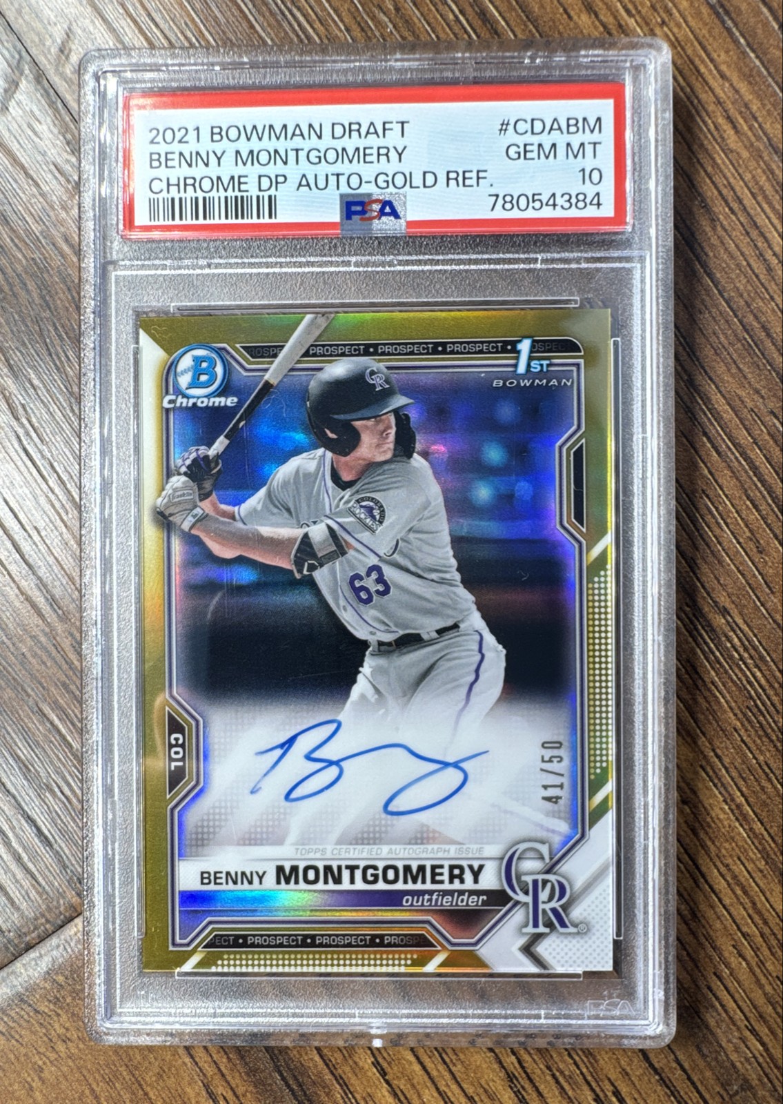 2021 Bowman Draft - Chrome Draft Pick Autographs Benny Montgomery Gold /50