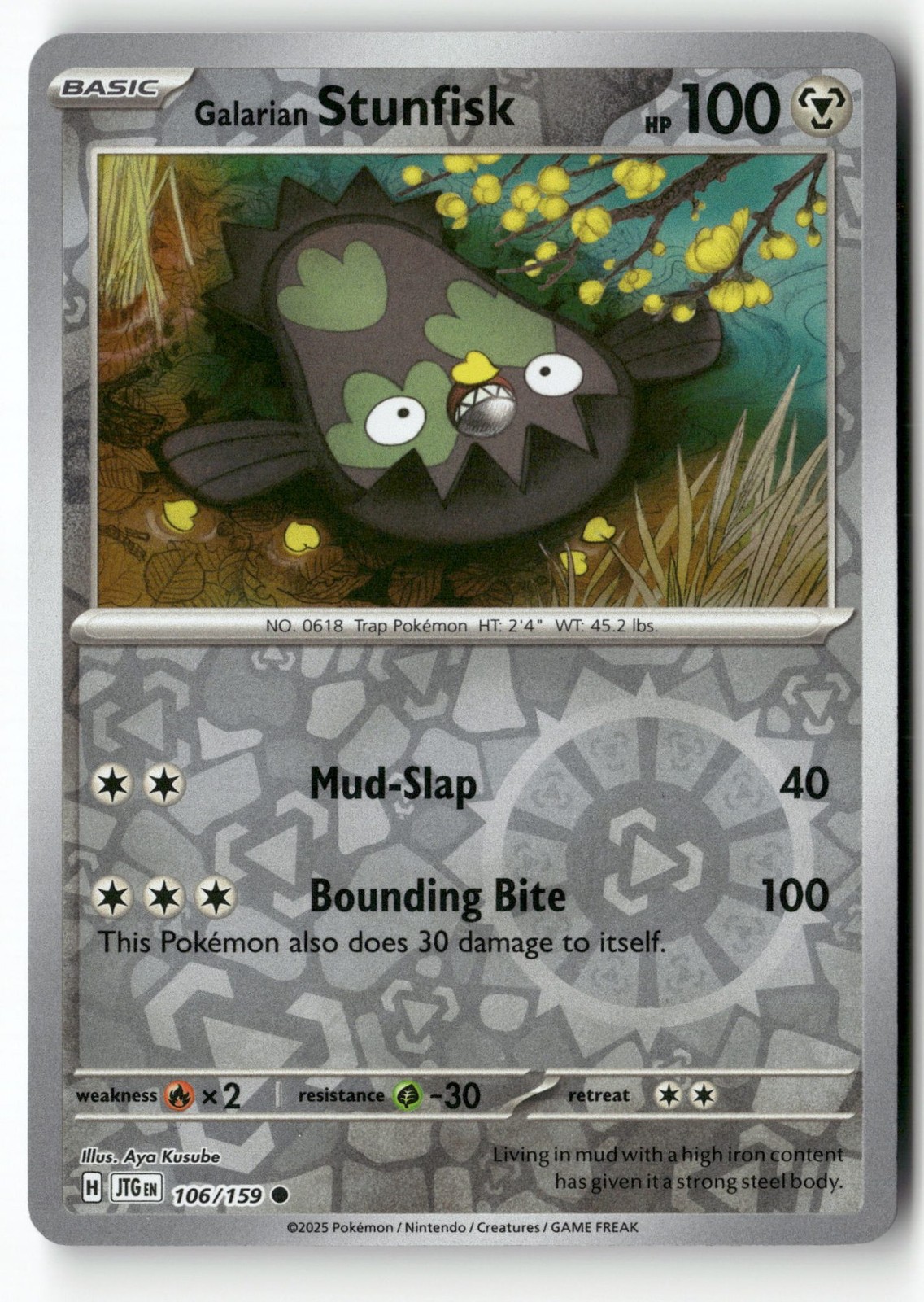 Galarian Stunfisk 106/159 C Journey Together Pokemon NM