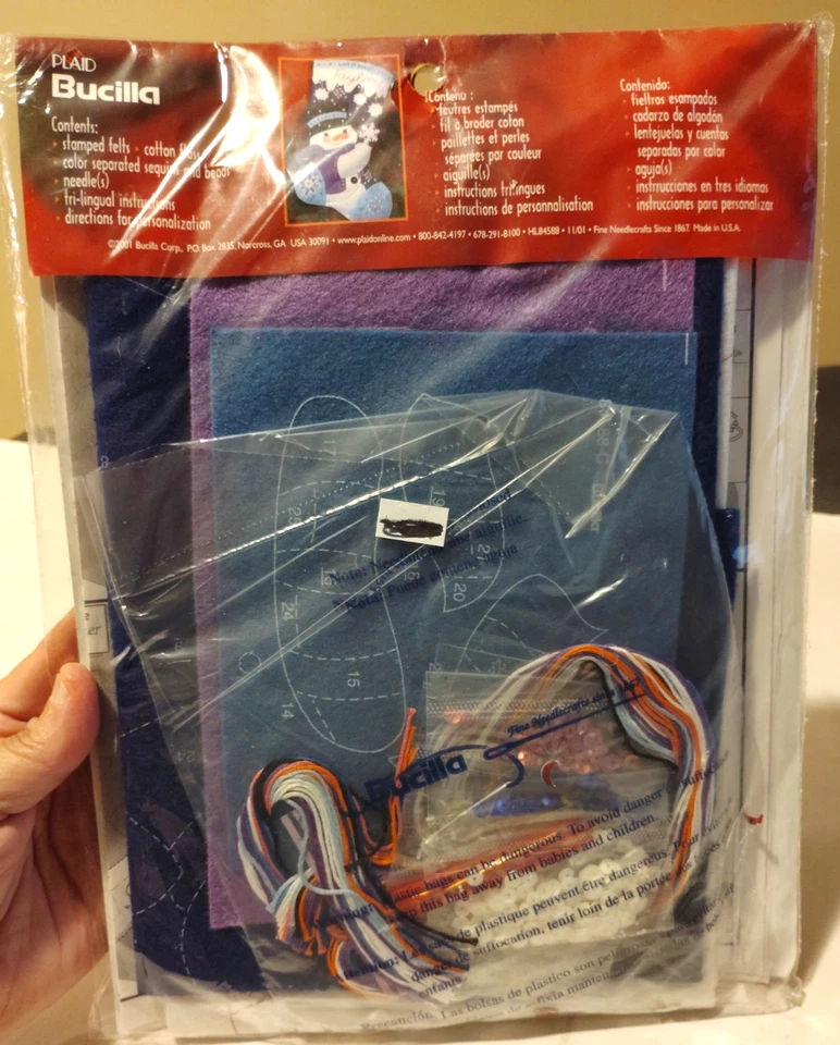 NEW Bucilla Felt Christmas Stocking kit 18" Let it Snow Adorable Snowman 84588 - Image 3 of 4