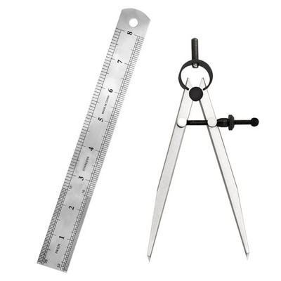 6 Inch Adjustable Lockable Steel Divider Wing Leather Compass with 8 Inch Sta...
