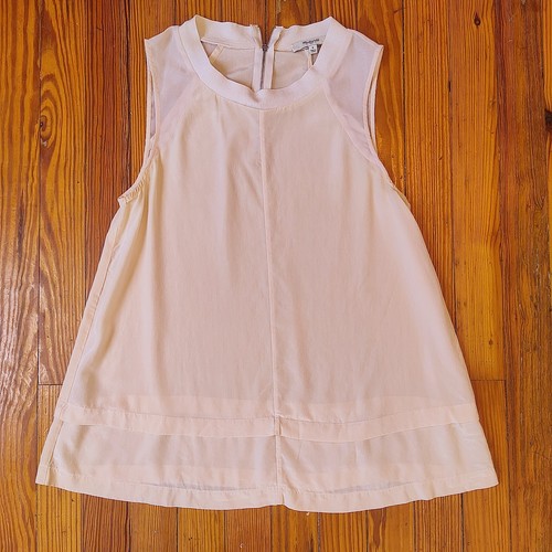 Madewell, Madewell Silk Sleeveless Blouse Tank Crew Neck Chiffon Women's Size Small Beige