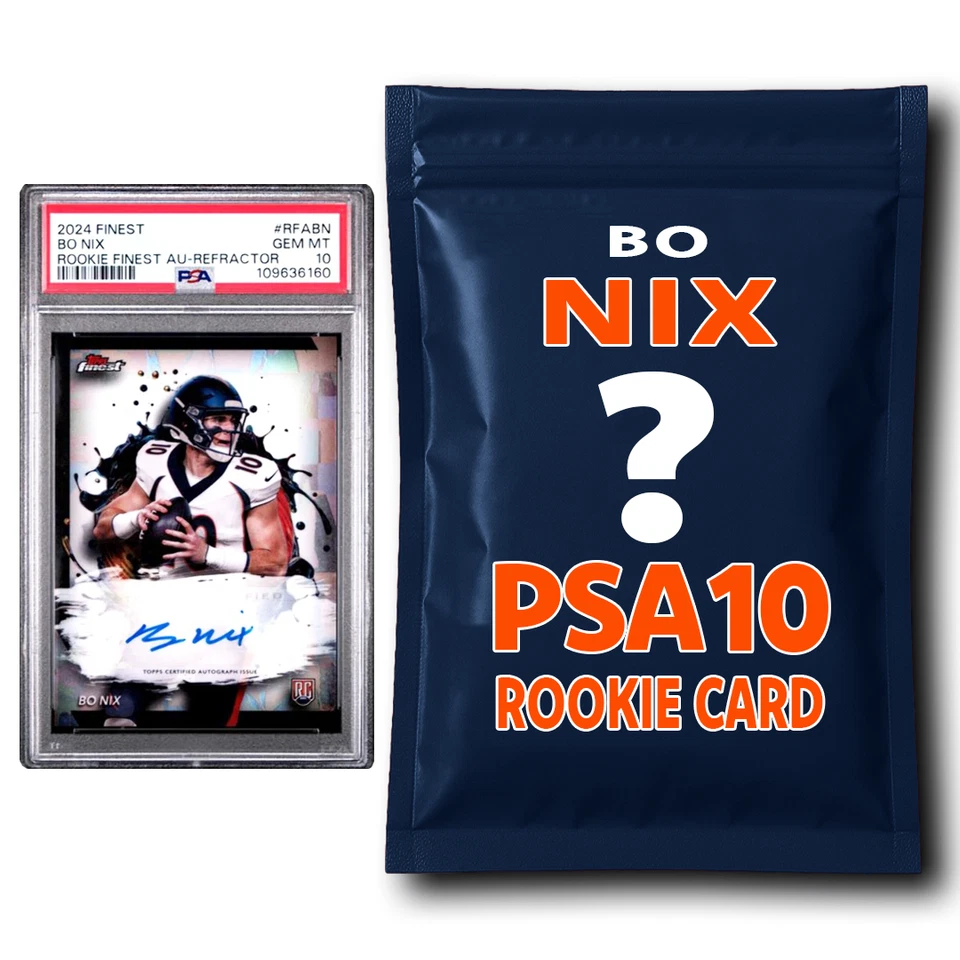HOFSM.COM HALL OF FAME SPORTS MEMORABILIA Bo Nix PSA 10 Graded Football Rookie Card Mystery Pack