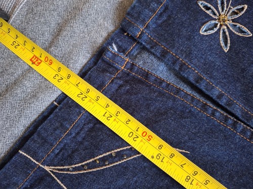 Per Una Ladies Size 12 Denim Knee Length Skirt Flower Dark Blue - 第 6/6 張圖片