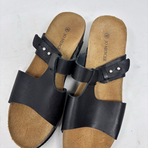 Jo Mercer Sandalen Größe EU 40 / US 9 schwarz Leder verstellbarer Riemen Keilabsatz Damen - Bild 3 von 10
