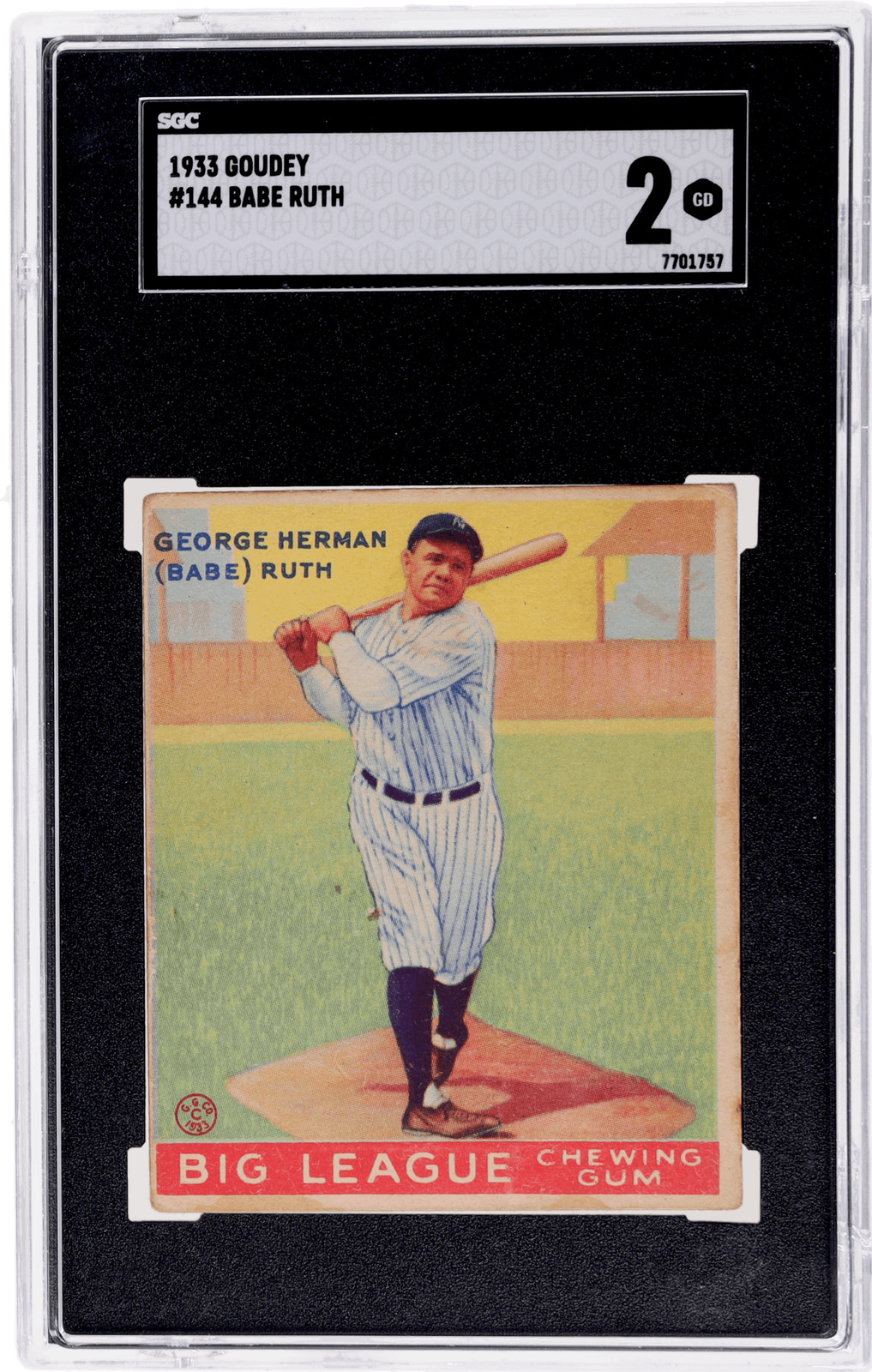 1933 Goudey Babe Ruth #144 SGC 2