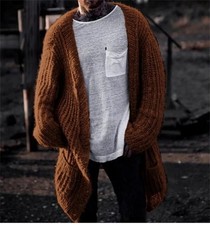 Men Knitted Cardigan Jacket Slim Long Sleeve Casual Sweater Coat Hoodie