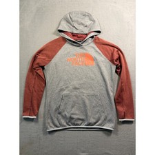 The North Face Womens Large Gray Orange Half Dome Pullover Hoodie Thumbholes L