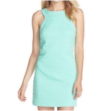 Lilly Pulitzer Mango Shift Dress Poolside Mint Retro Jaquard Size Medium EUC