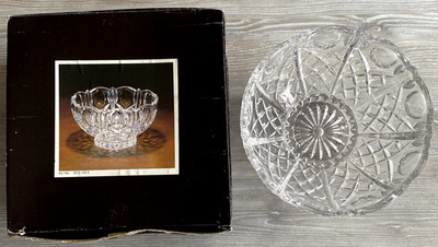 Vintage schwere S&I Bond LTD London runde Schale Obst Mittelstück 24% Bleikristall