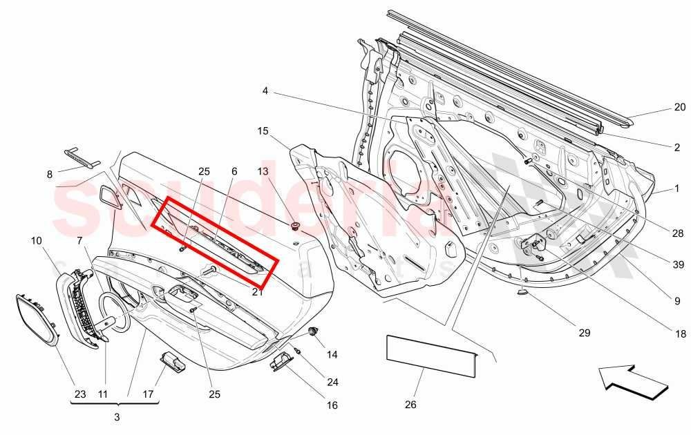 2017-2021 Maserati Ghibli FR and RR RH and LH Door Interior Trim Molding Panel
