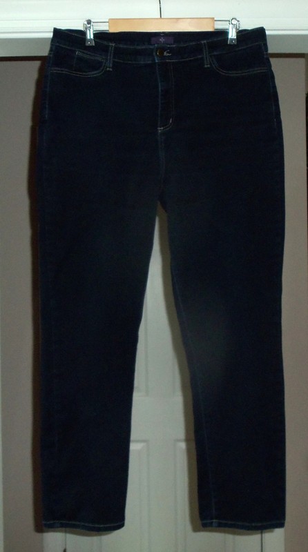 Women's NYDJ Stretch Lift Tuck Dark Blue Wash Straight Denim Jeans Plus Size 18