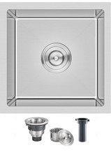 MENATT 15 x 15 Inch Undermount Bar Sink, Single Bowl Handmade Stainless Steel...