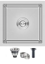 MENATT 15 x 15 Inch Undermount Bar Sink, Single Bowl Handmade Stainless Steel...