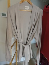 H&M BEIGE CASHMERE BLEND CARDIGAN TIE BELT WOMEN's Size L COTTON CASHMERE KNIT