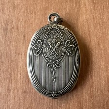 Ancien Bijou Élément de Chatelaine double miroir biseauté Argent Massif Poinçon 