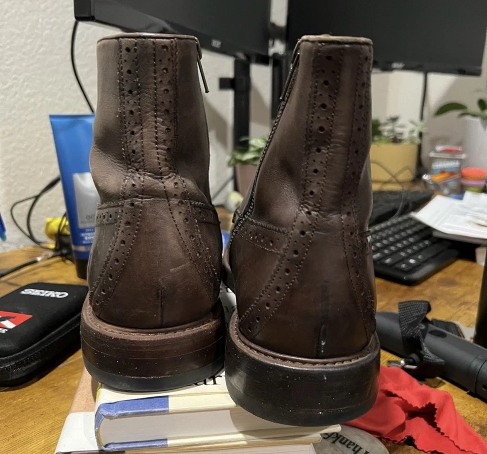 Frye Hombres Murray Marrón Cuero Cremallera Botas Vestido Talla 10 M Foto 4 de 4