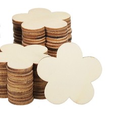 50mm Wooden Flowers, 100 Pack Unfinished Wood Flowers Blank Wooden Cutouts