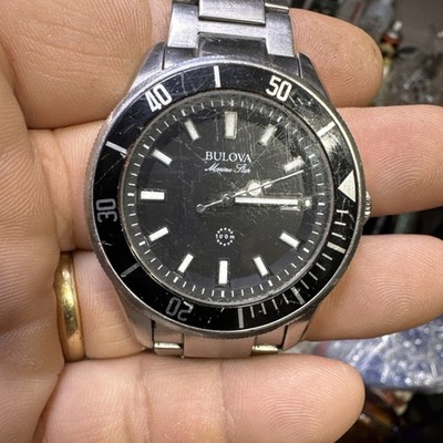 Bulova 98B203 Marine Star Black Dial Stainless Steel Silver Tone Men's Watch