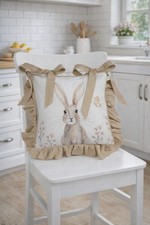 Kissenhülle Stuhlkissen Rüschen 40x40cm Hase Kaninchen Beige Clayre & Eef